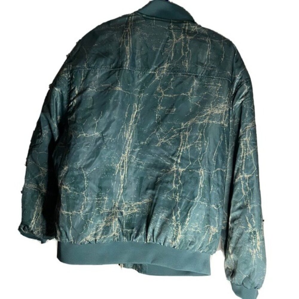 BDG Light Green Marble Print Puffer Bomber Jacket Size S - Picture 15 of 16